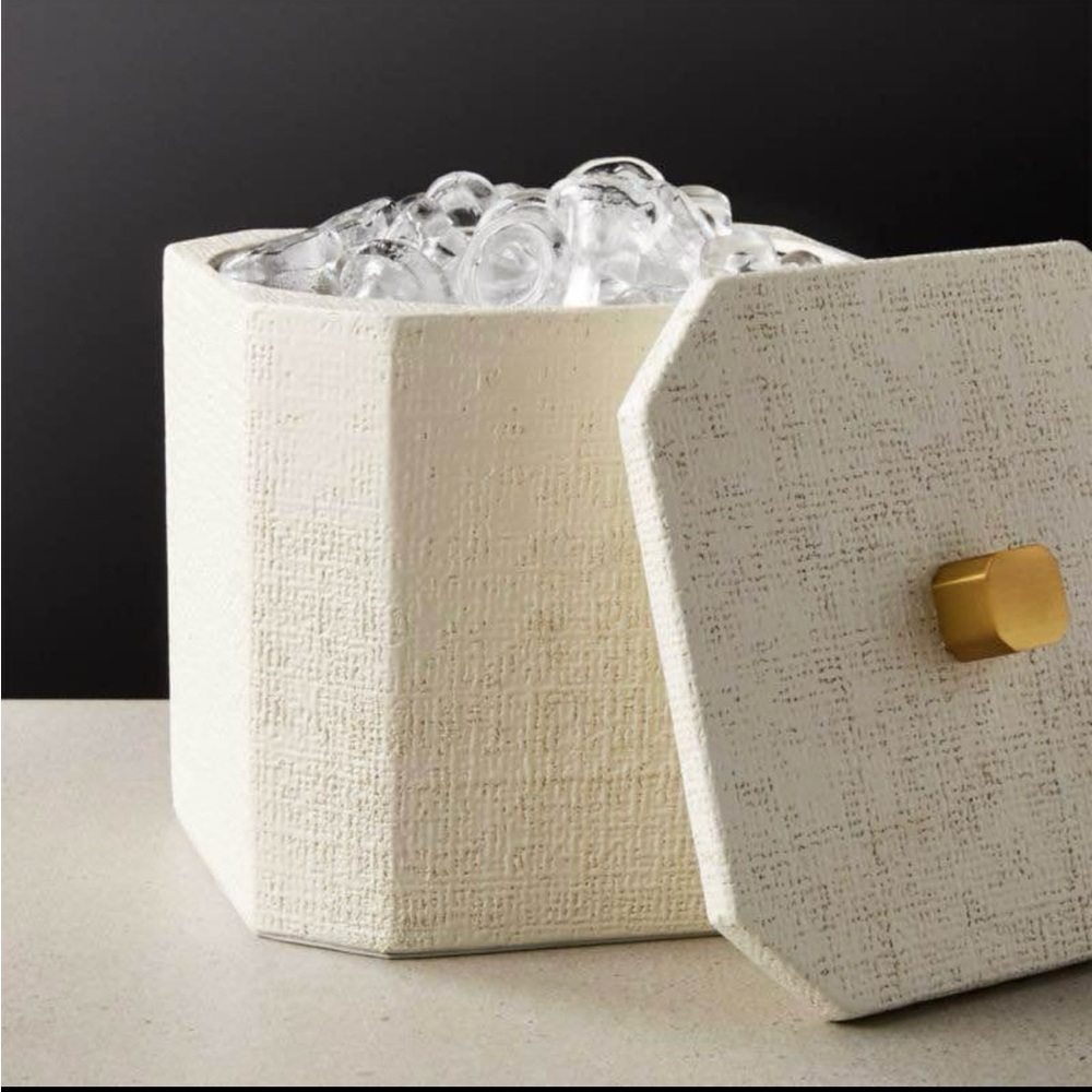 CB2 Ivory Lacquered Linen Ice Bucket